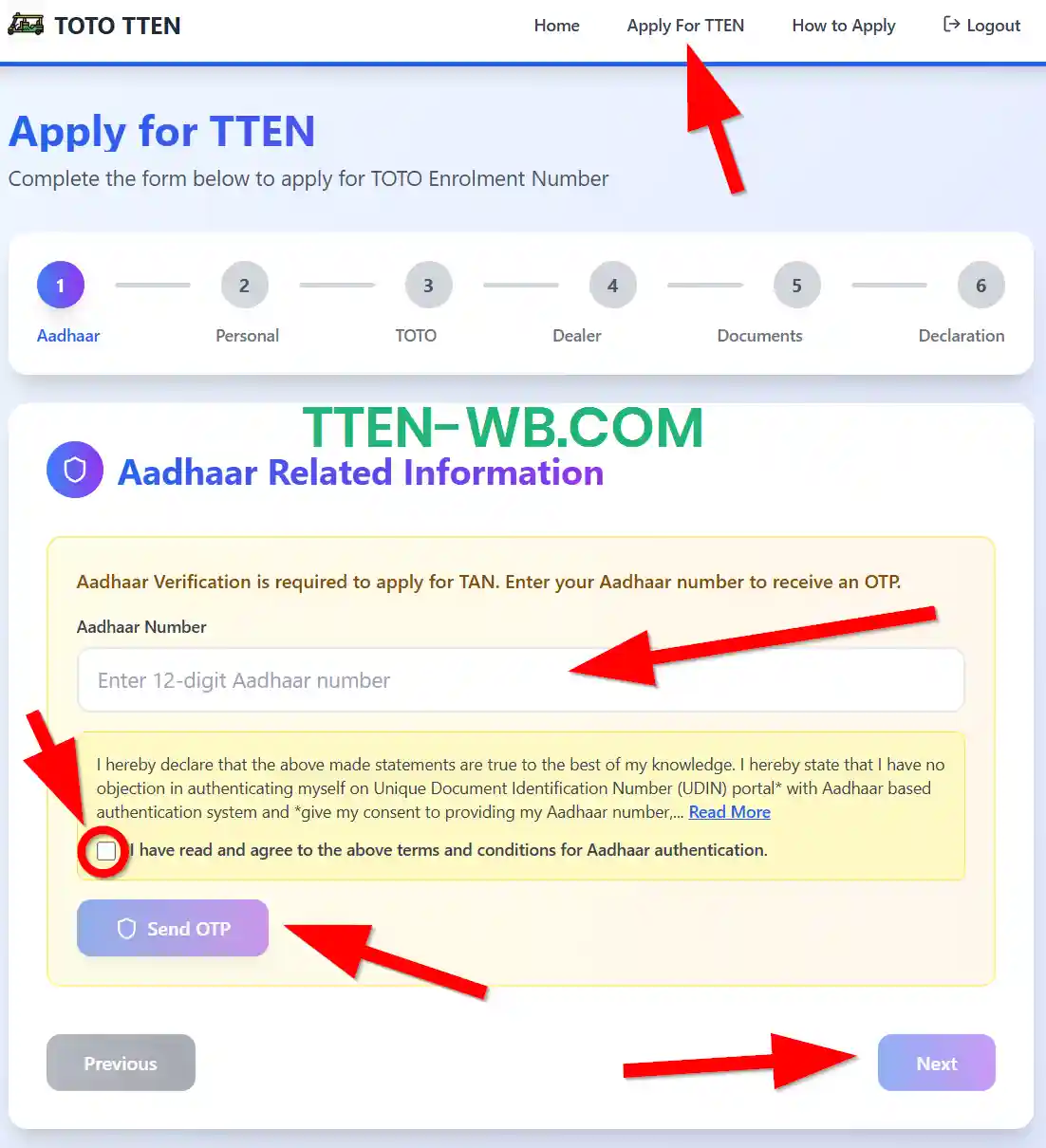 TOTO TTEN Apply Aadhaar Verification 2025